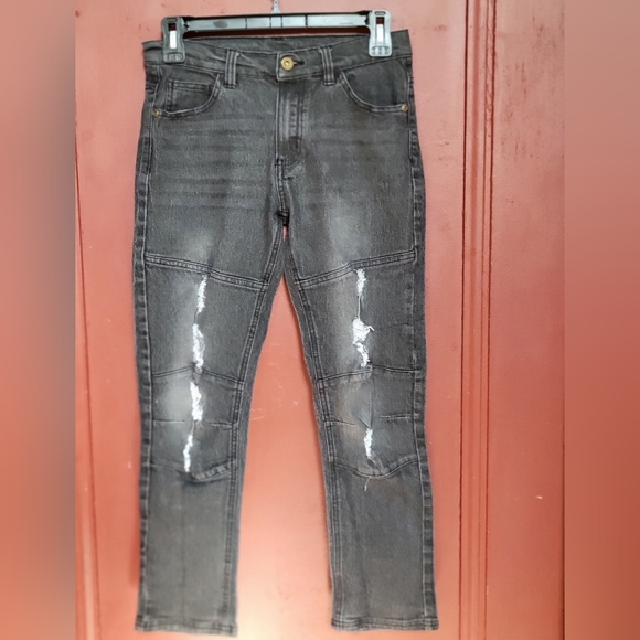 Quad Seven Boys' Rip-Patch Jeans Gray Size 12 - Picture 2 of 10